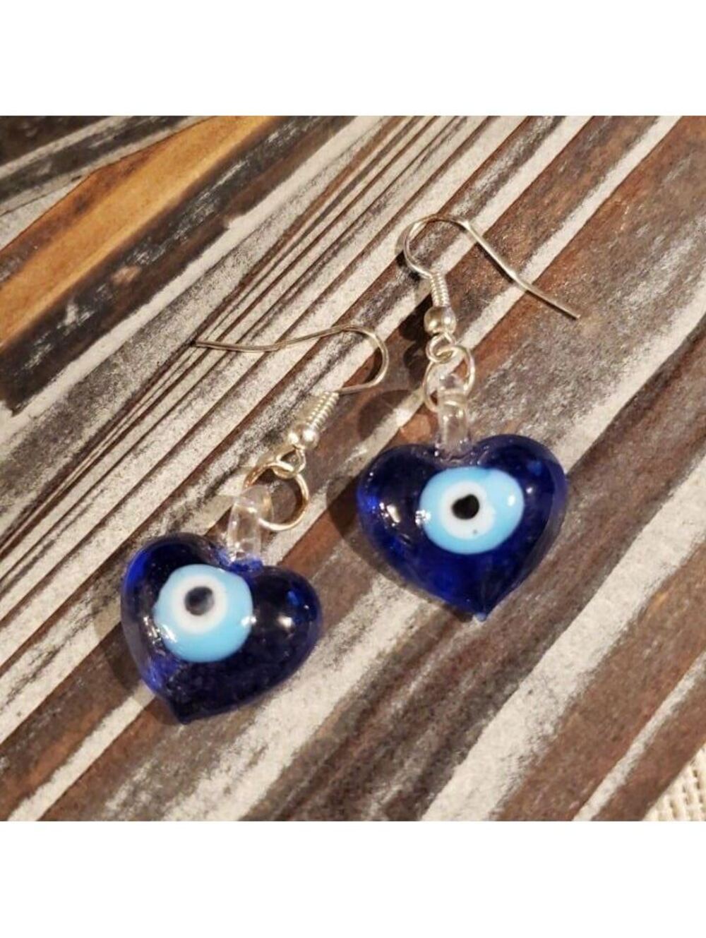 Murano Glass Evil Eye Heart Earrings